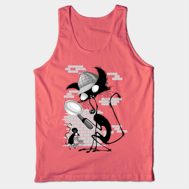 Cat Cartoon Funny Sherlock Holmes Parody Tank Top by BluedarkArt